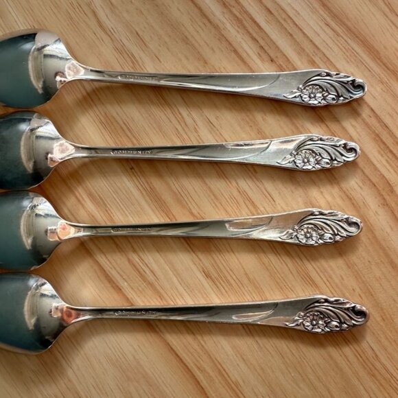 Oneida Community Silverplate Teaspoons Set Of 4 Floral Pattern 6-1/4" 1950s - Picture 6 of 8